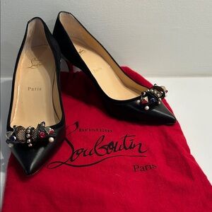 Christian Louboutin Black Heels with Toe Embellishments